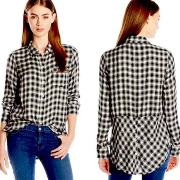 Lucky Brand gray and white super soft flannel button up shirt szL - Picture 2 of 11